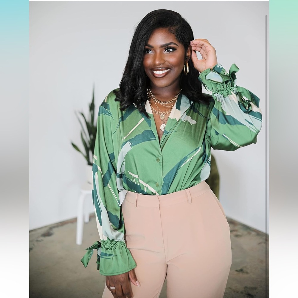 Green Patterned Women's Blouse